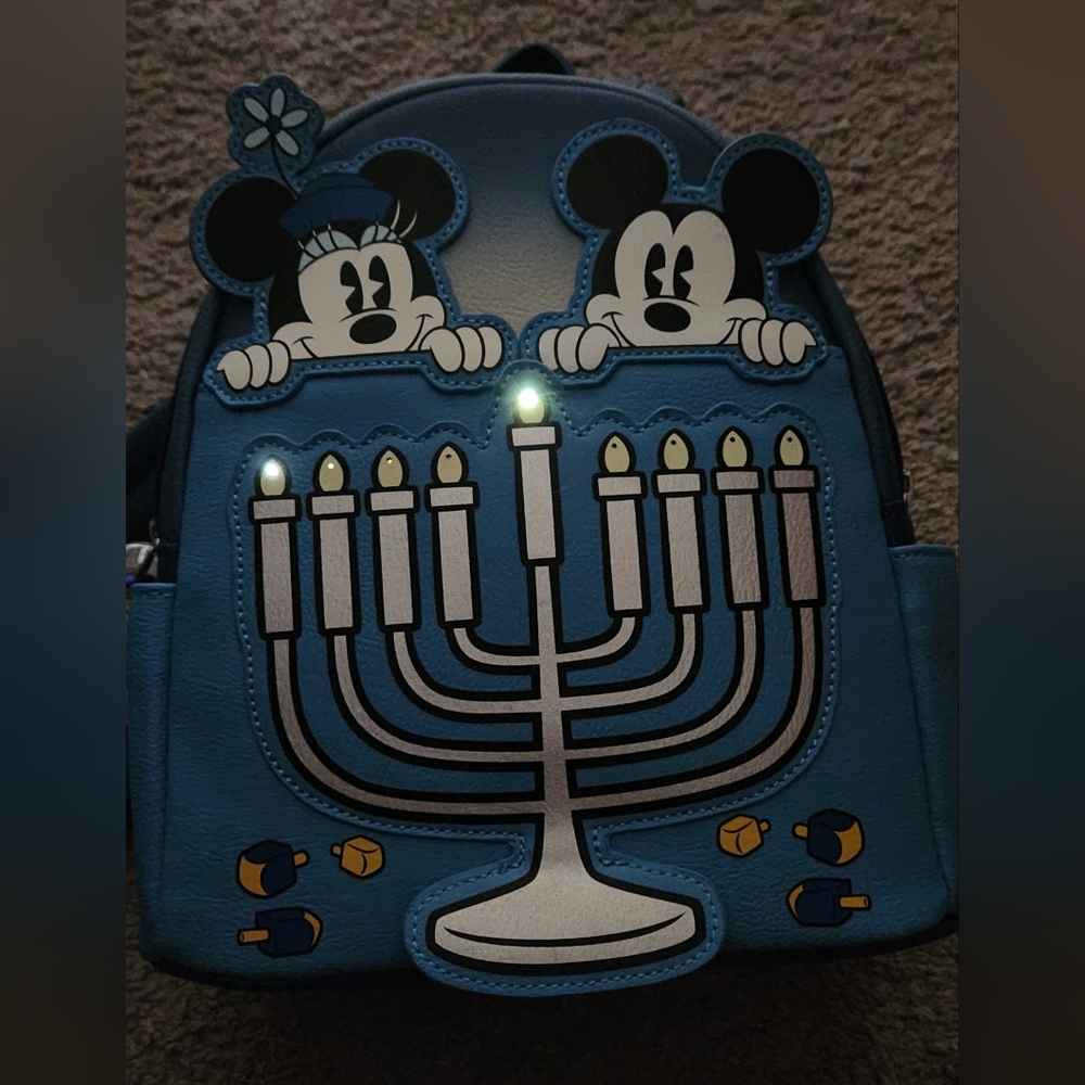 Mickey & Minnie Hannukah Disney Parks Loungefly Backpack NWT - Picture 6 of 7